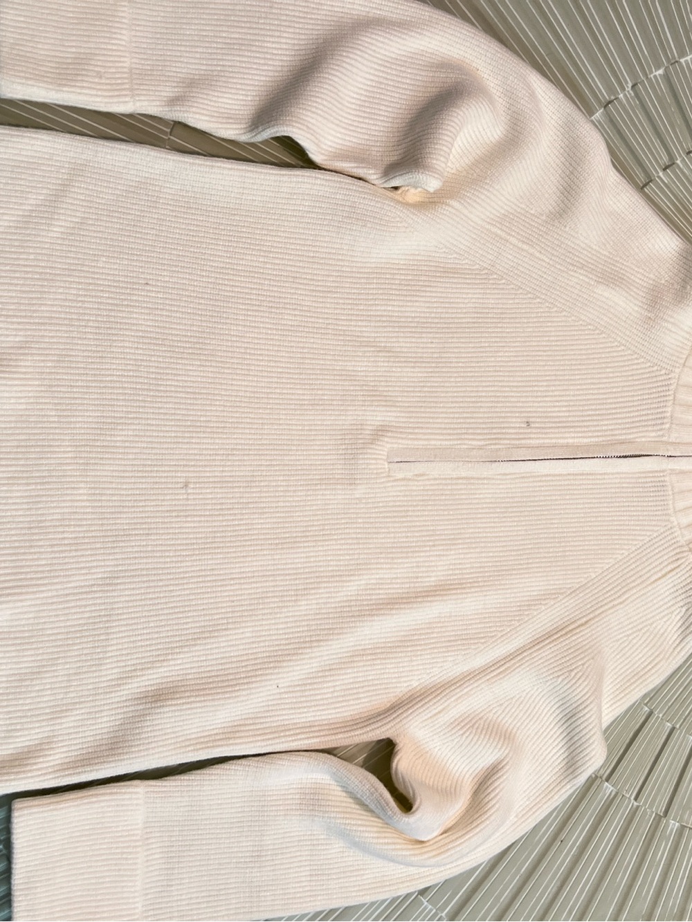 Women's Cream Half-Zip Ribbed Sweater